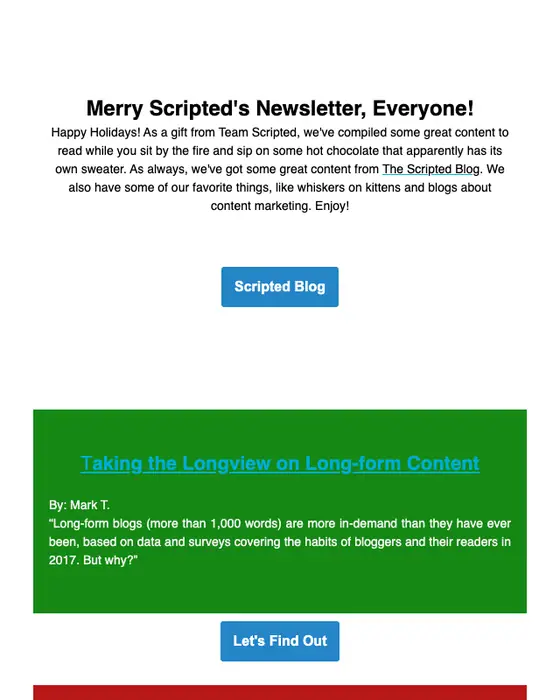 Scripted newsletter email