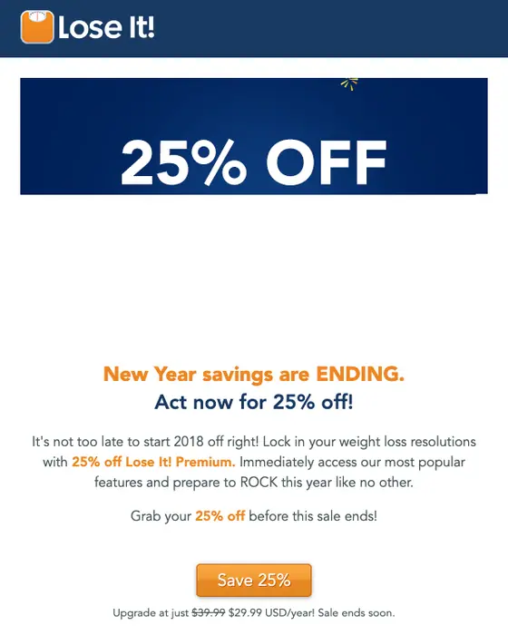 Lose It! discount offer email