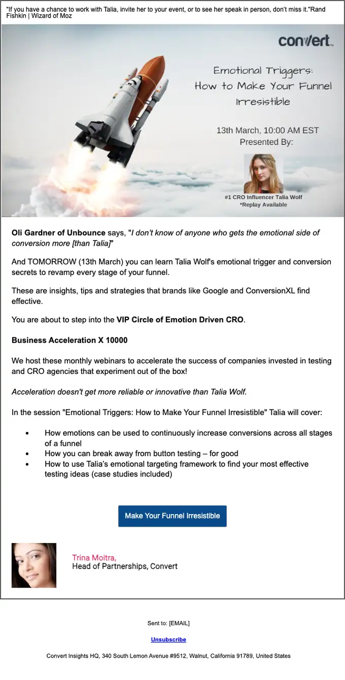 Convert webinar email, full length