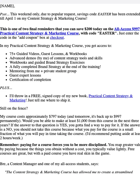 Express Writers promotional email