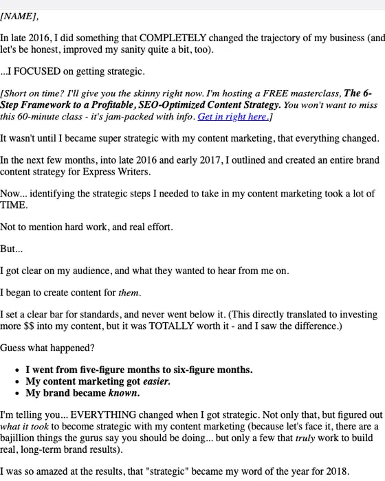 Express Writers event invite email