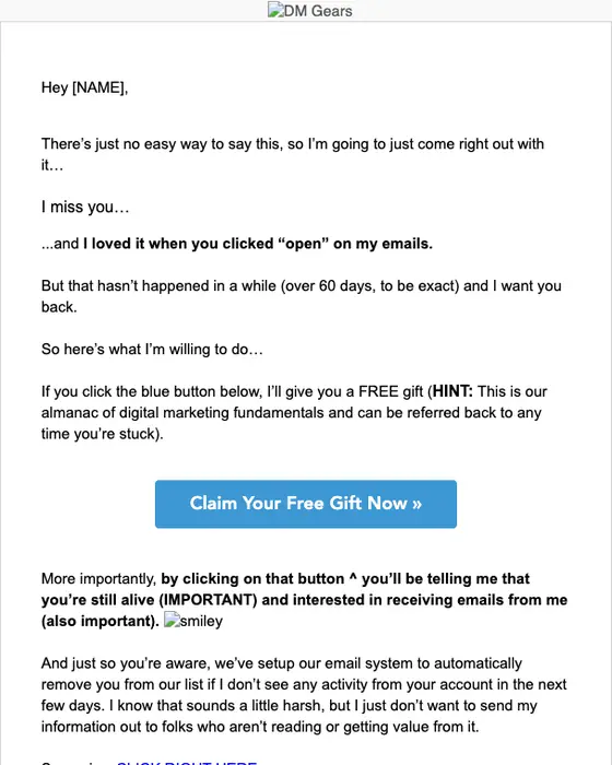 DigitalMarketer re engagement email