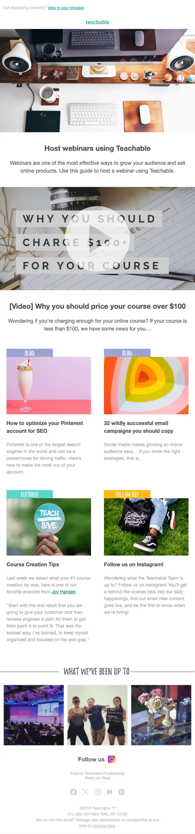 Teachable Newsletter newsletter email, full length