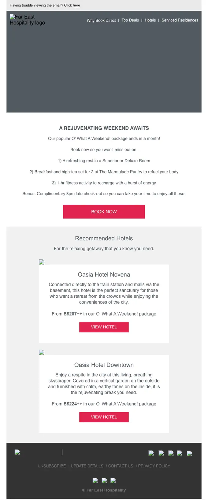 StayFarEast.com by Far East Hospitality promotional email, full length