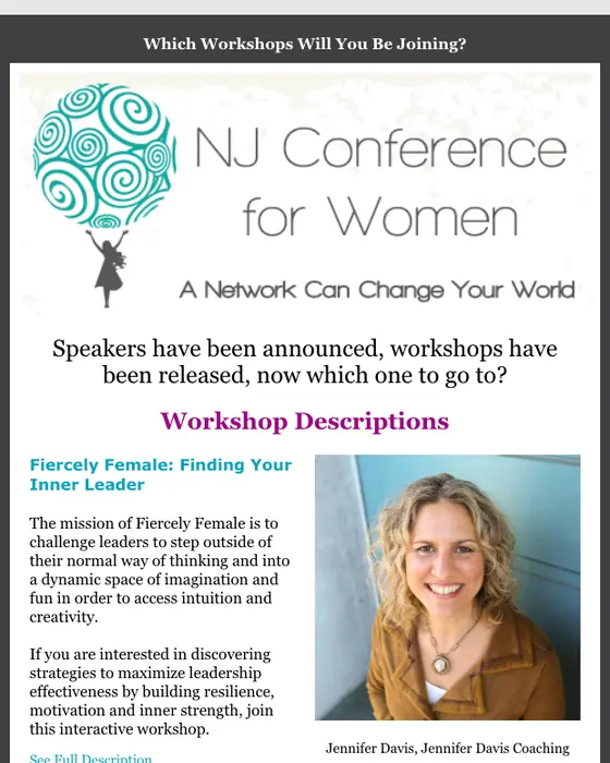 NJ Conference for Women event invite email