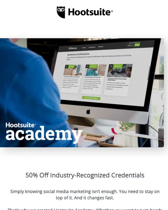 Hootsuite Academy email