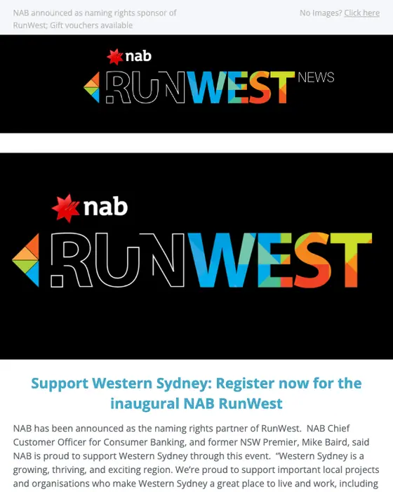 RunWest promotional email