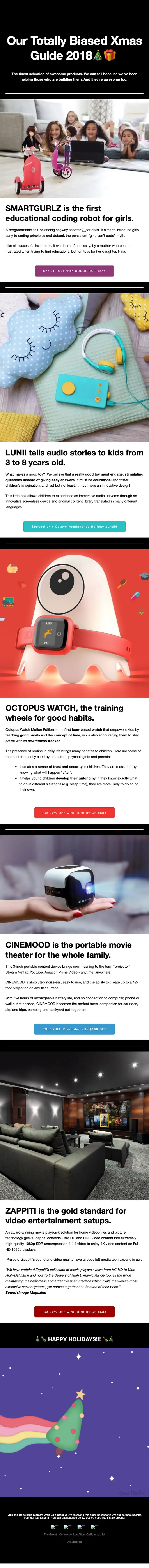 The Growth Concierge newsletter email, full length