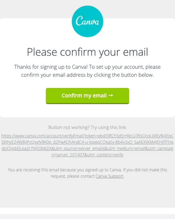 Canva email verification email