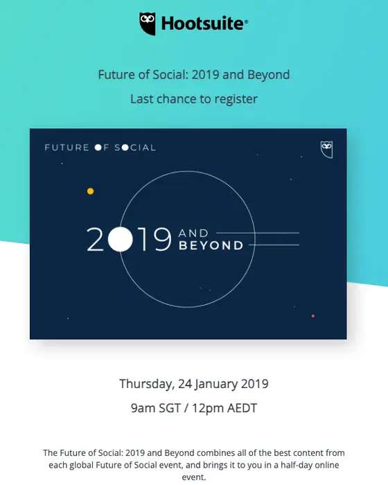 Hootsuite webinar email