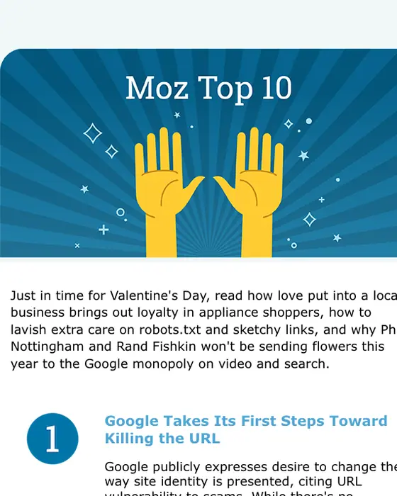 Moz Top 10 newsletter email