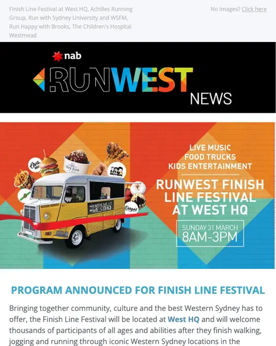 NAB RunWest newsletter email