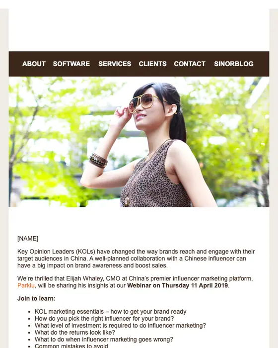 Sinorbis News webinar email