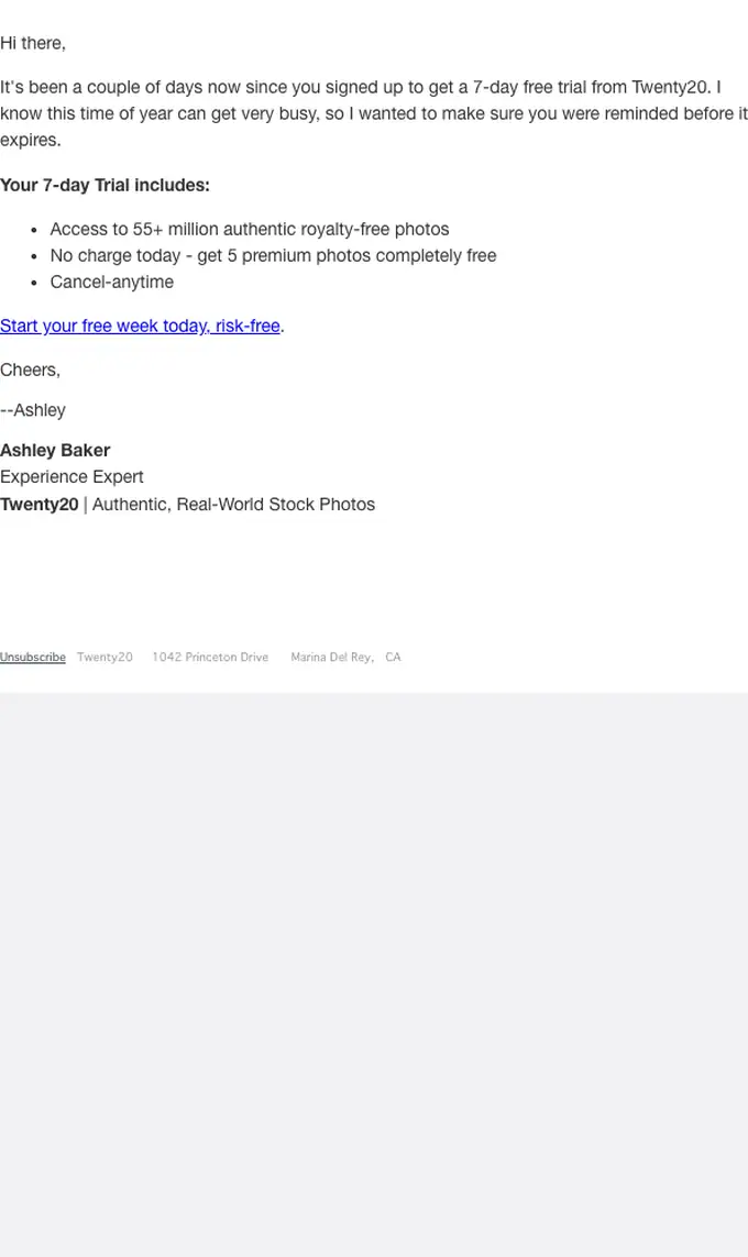 Twenty20 re engagement email, full length