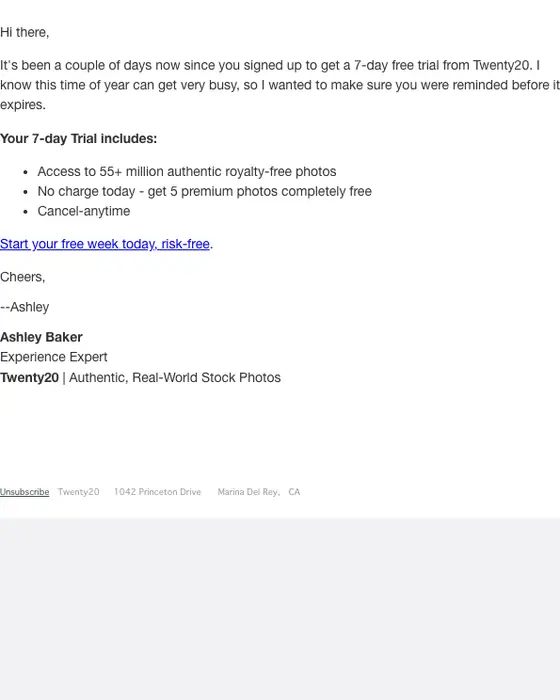 Twenty20 re engagement email
