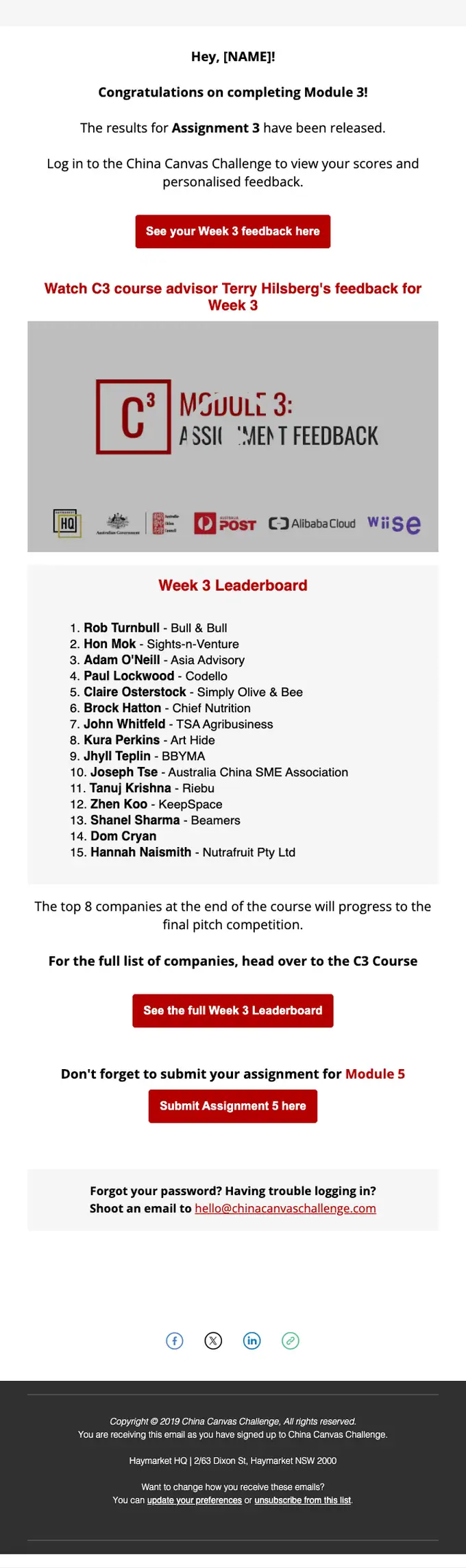China Canvas Challenge account notice email, full length