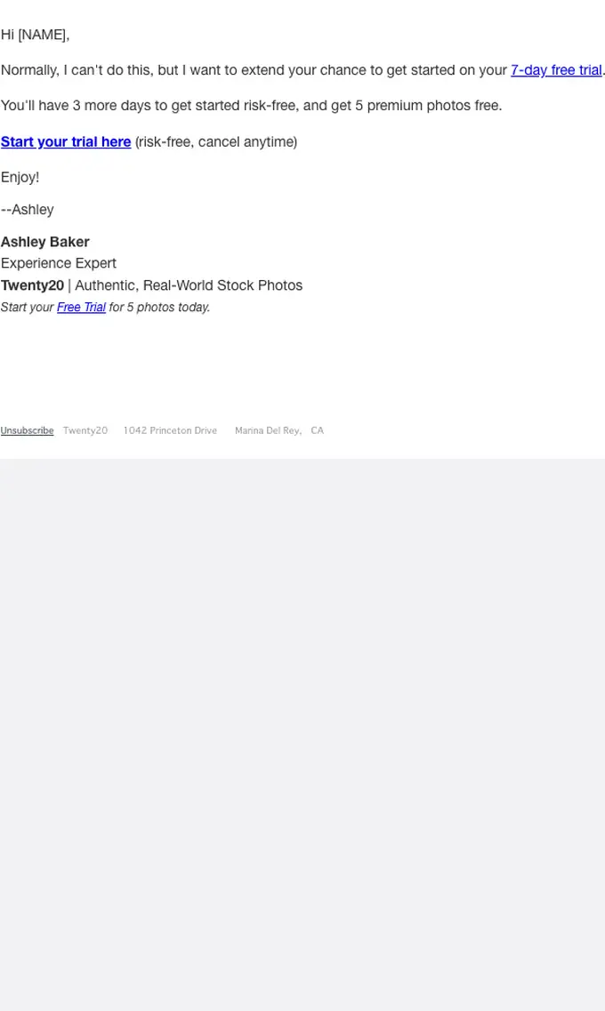 Twenty20 re engagement email, full length