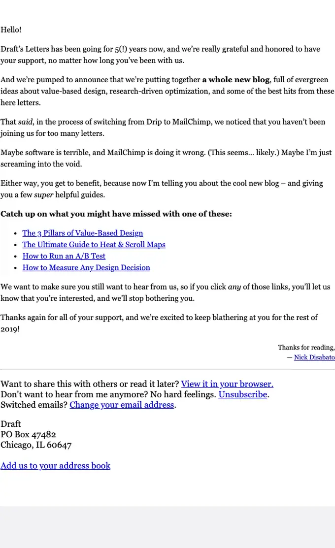 Draft re engagement email, full length