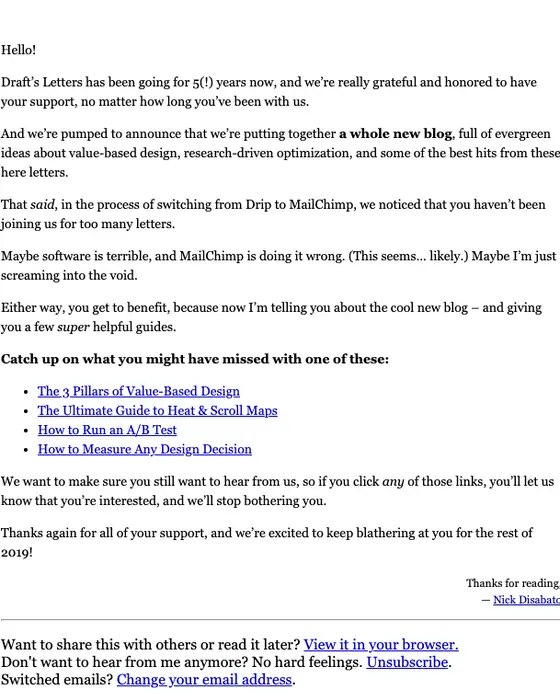 Draft re engagement email