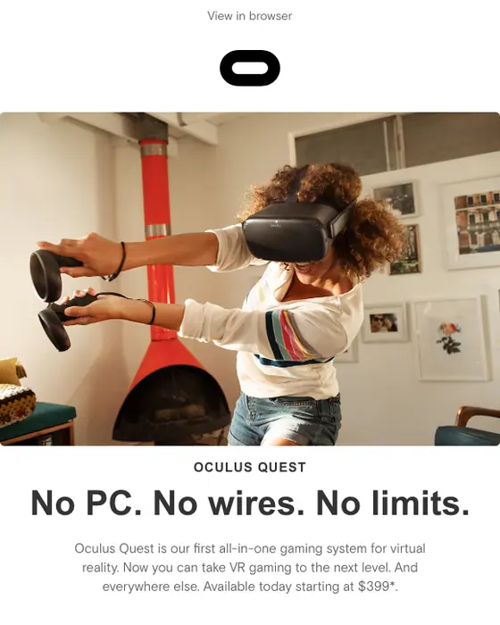 Oculus product launch email