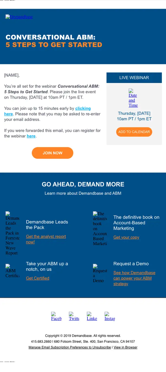 Demandbase thank you email, full length