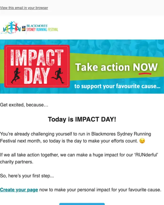 Blackmores Sydney Running Festival email