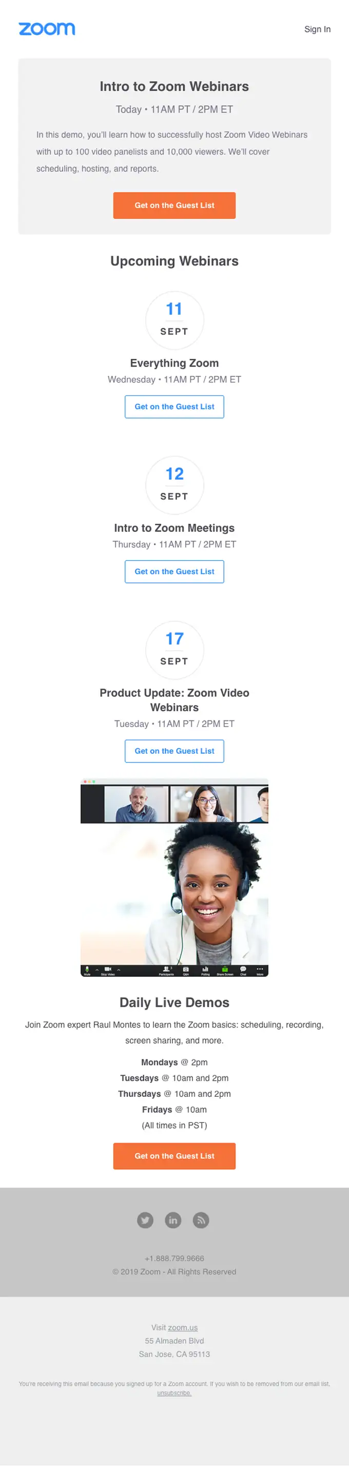 Zoom webinar email, full length
