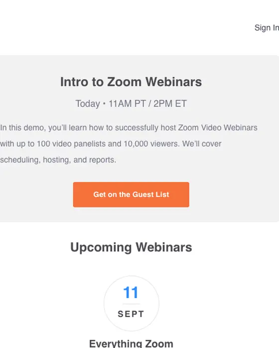 Zoom webinar email