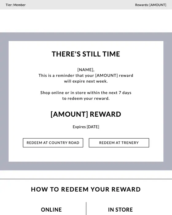 Country Road & Trenery expiration notice email