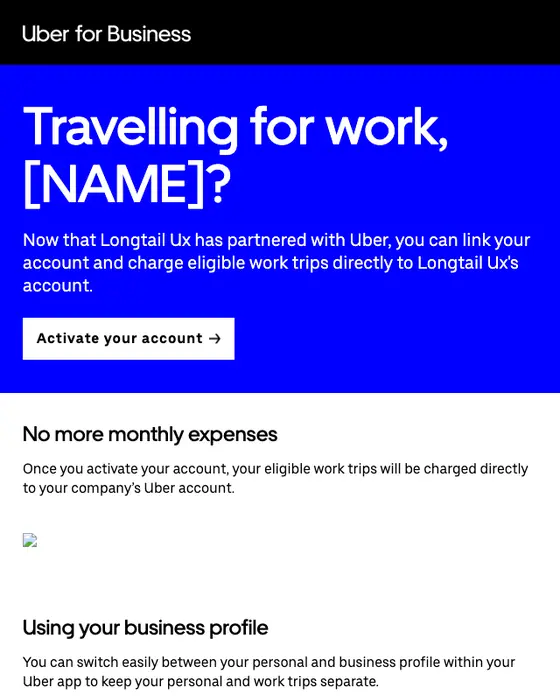 Uber for Business account notice email