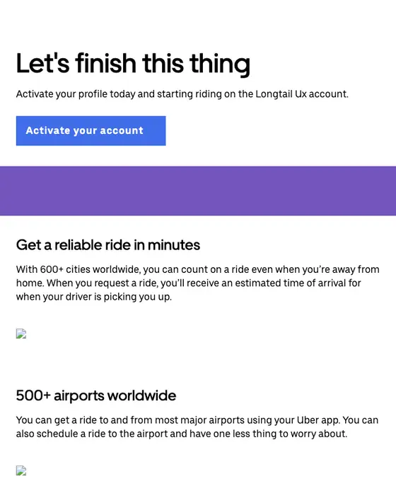Uber for Business account notice email