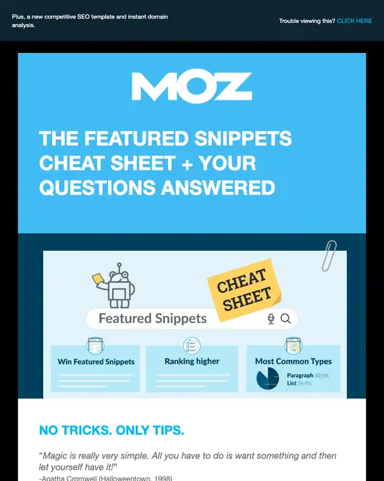 Moz newsletter email