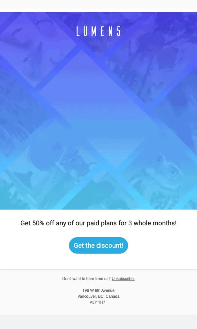 Lumen5 sale email, full length