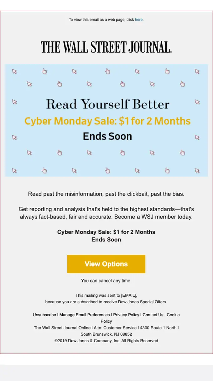 The Wall Street Journal sale email, full length