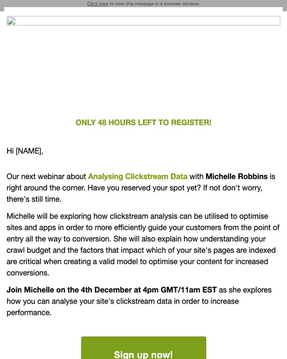 DeepCrawl webinar email