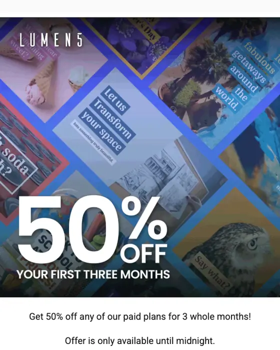 Lumen5 Cyber Monday email