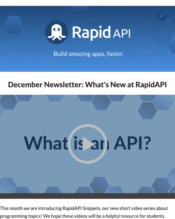 RapidAPI newsletter email