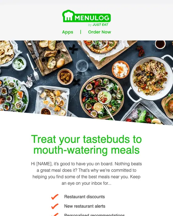 Menulog welcome email