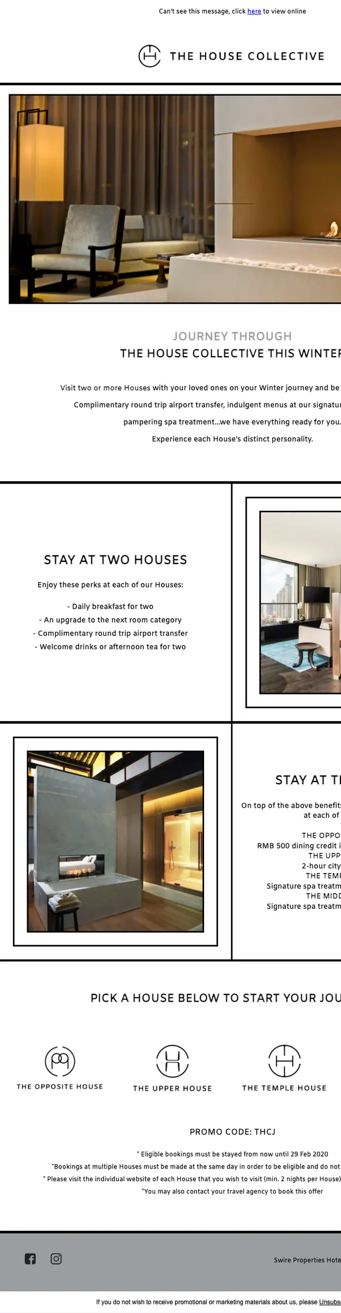 The House Collective promotional email, full length
