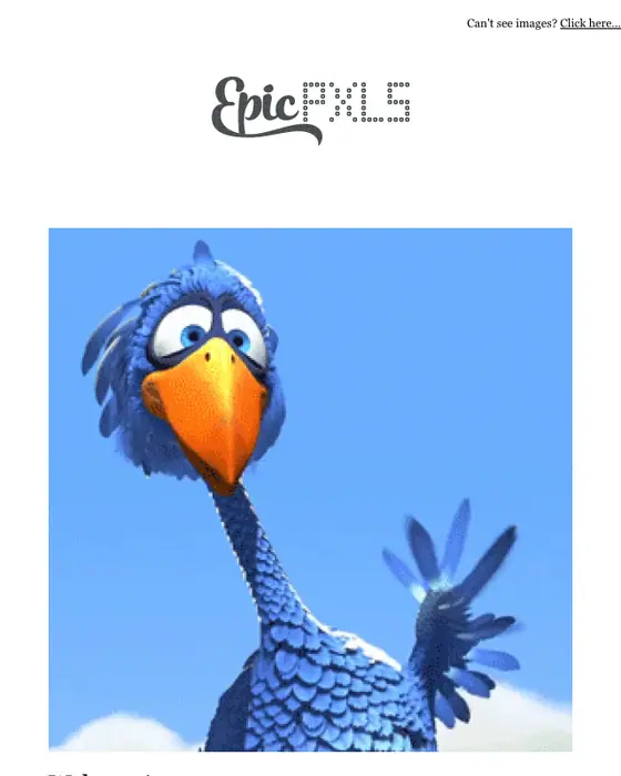 EpicPxls welcome drip email
