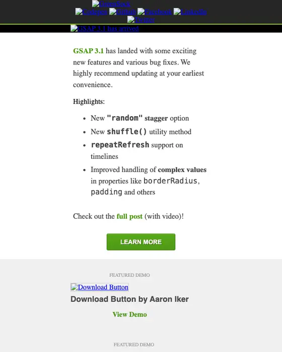 GreenSock product launch email