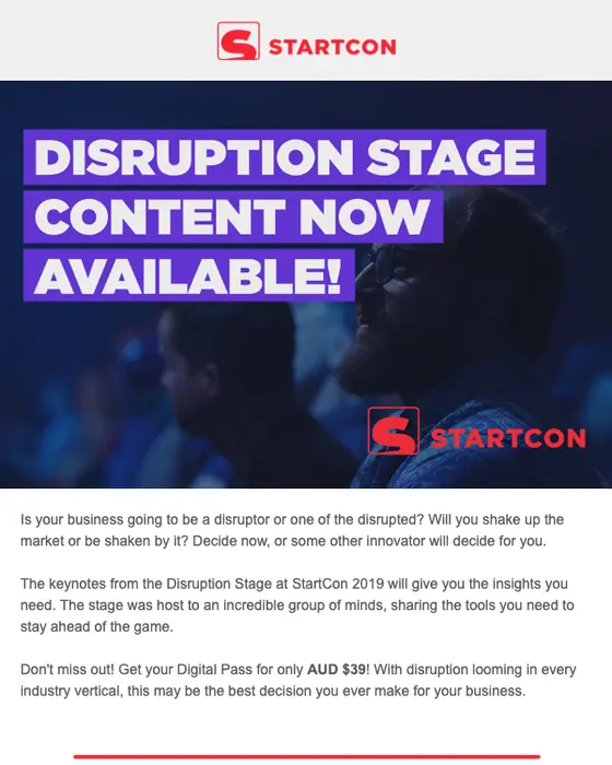 StartCon promotional email