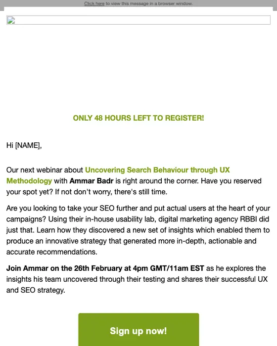 DeepCrawl webinar email