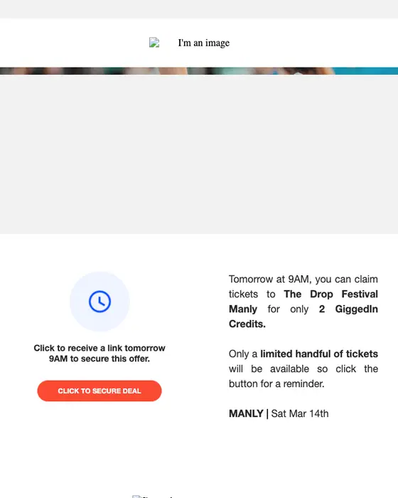 GiggedIn promotional email