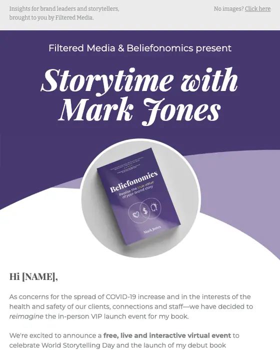 Filtered Media event invite email