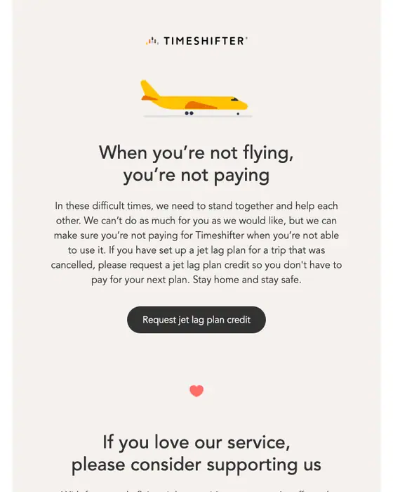 Timeshifter account notice email