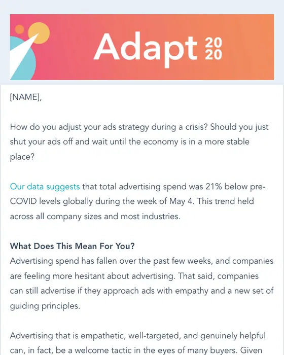 HubSpot webinar email