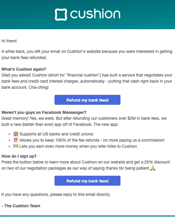 Cushion event invite email