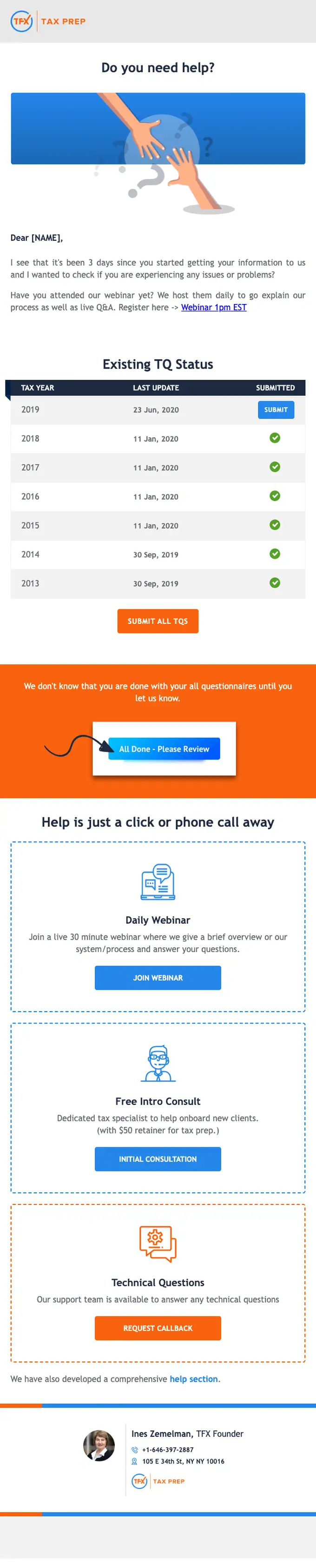 TFX Onboarding re engagement email, full length