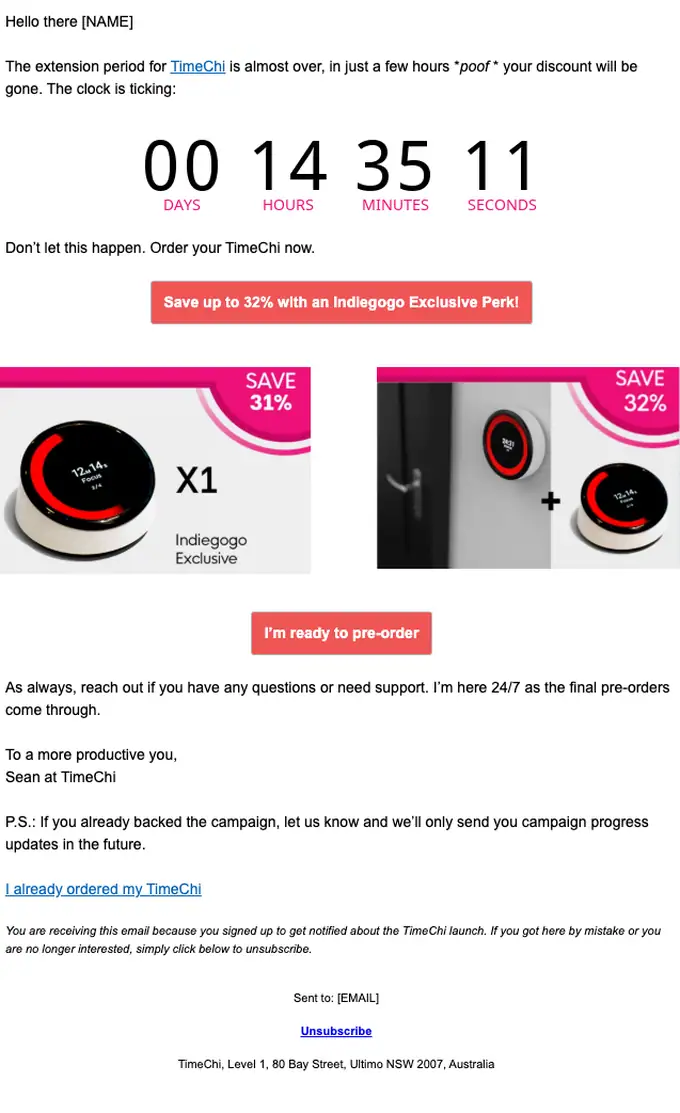 TimeChi expiration notice email, full length